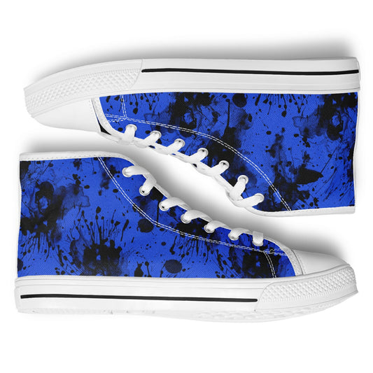 Urban Peak High Top Shoes | Blue, Black & White Ink Splash Grunge Sneakers