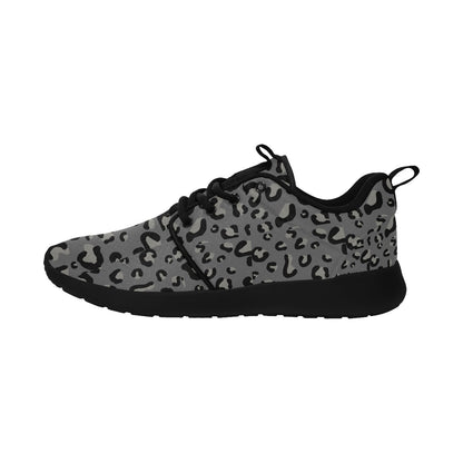 Black Leopard Women Breathable Mesh Sneakers, Gray Cheetah Animal Ladies  Lace Up Running Designer Casual Sports Shoes TrainersWomen's Sneakers