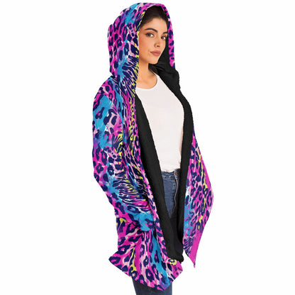 Take a Walk on the Wild Side - Abstract Cheetah Spots, Vibrant Animal Print Hooded Wrap