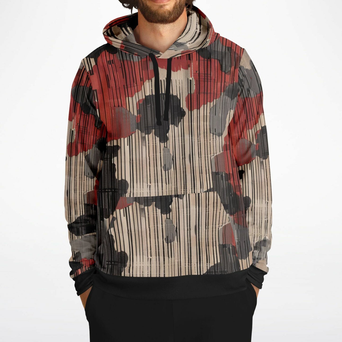 Red & Black Fashion Hoodie -  Men & Women Bohemian Style  Abstract Art Abstract Expressionism