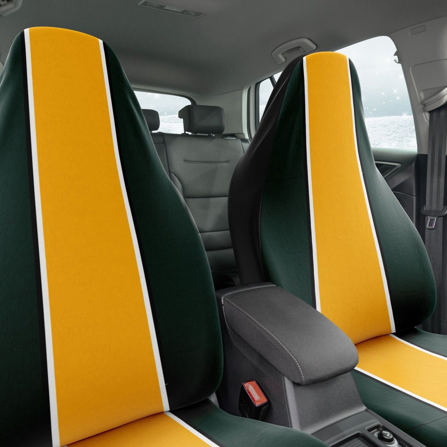 Green & Gold Car Seat Covers – Durable Classic-Inspired Auto Accessories