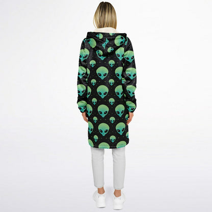 Area 51 Black & Green Alien Terrestrial Zipper Cloak – One-of-a-Kind Hooded Cape for Festivals, Travel & Statement Style | Holloween Coat