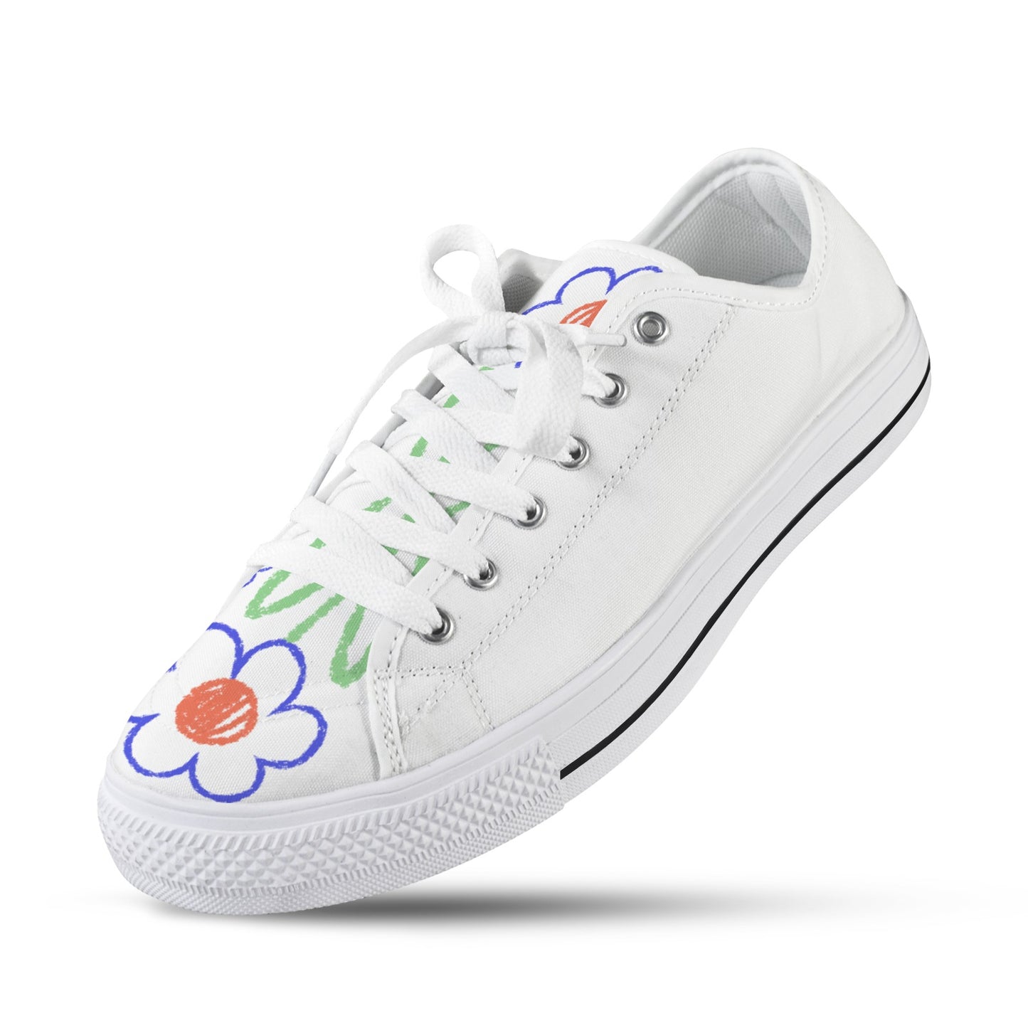 Whimsical Hummingbird & Flower Seattle Low Top Women's Shoes