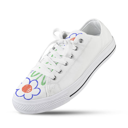 Whimsical Hummingbird & Flower Seattle Low Top Women's Shoes