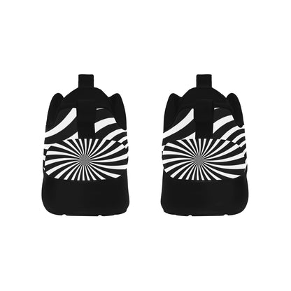 Psychedelic Men's Breathable Sneakers, Funky Zebra Spiral Black White Print Lace-up Running Cool Designer Casual Crazy Festival Shoes&nbsp;