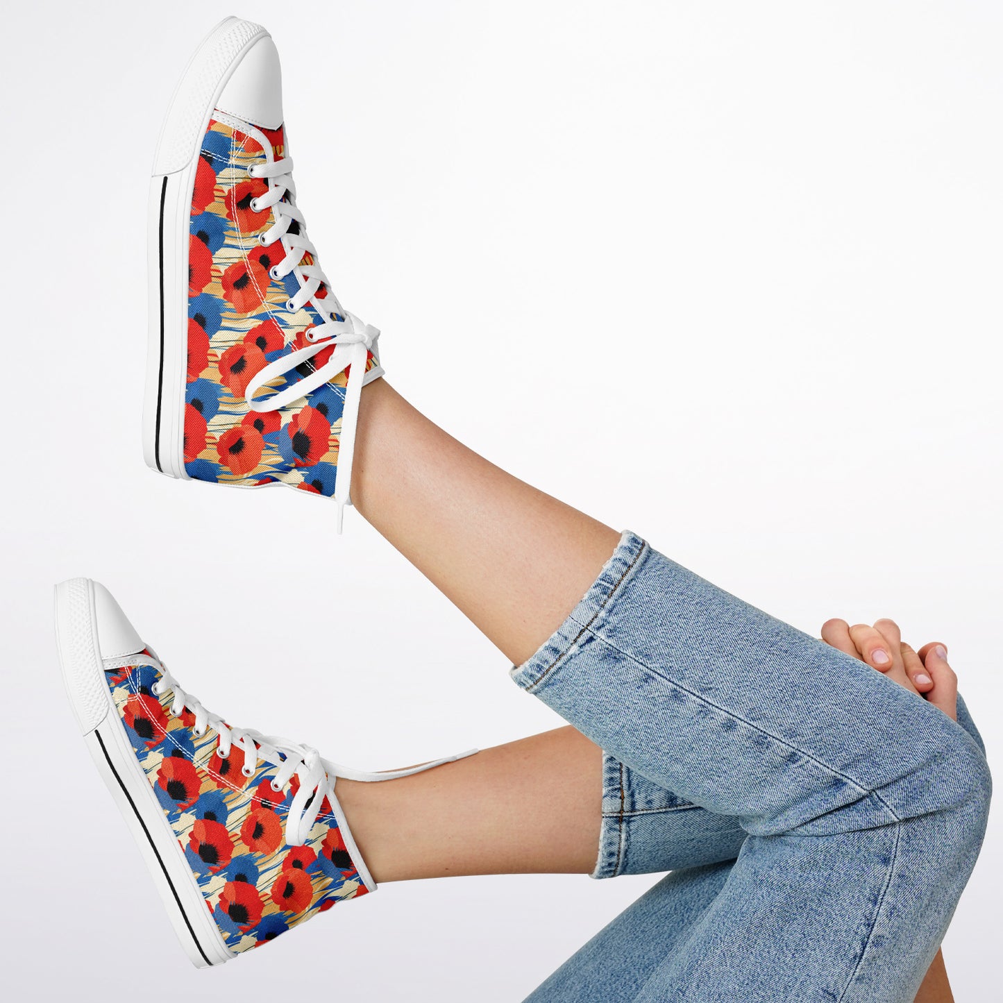 Urban Peak High Top Shoes | Abstract Poppy & Blue Flower Design