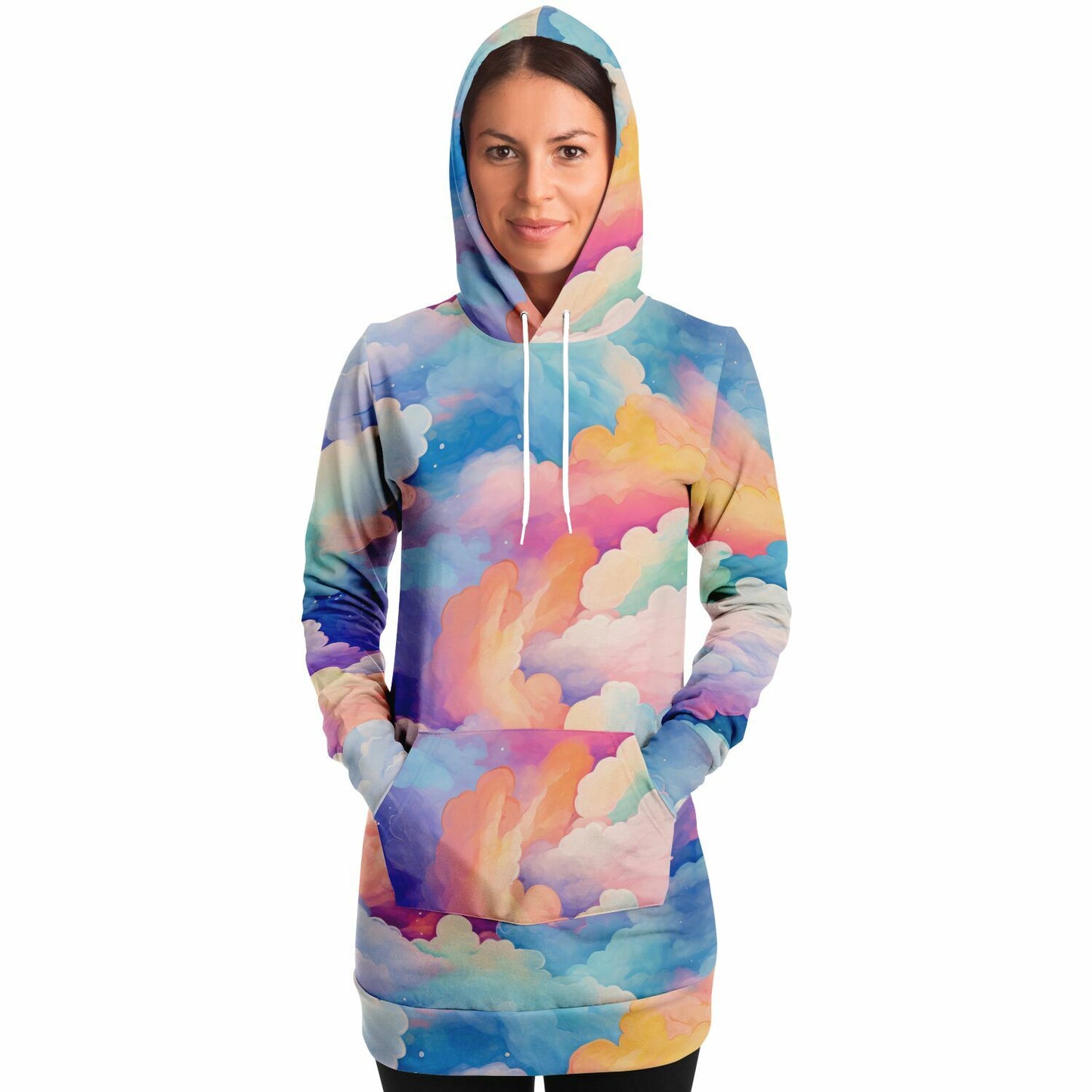 Athletic Longline Hoodie - #sky#cloud#painting#watercolor#colorful#pattern#seamless#background