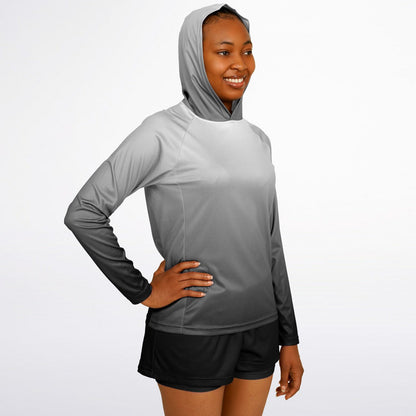 Women's Long Sleeve Hooded Performance Shirt - Gradient Gray copy
