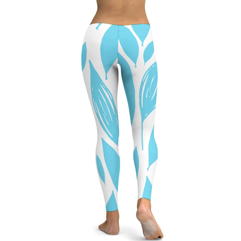 Soft Ladies Pattern Teal & White Yoga Pants
