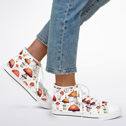 Urban Peak High Top Shoes | Colorful Mushroom Print Sneakers | Creative Nature-Inspired Streetwear