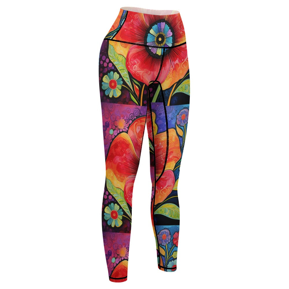 Women's Whimsical Flowers Comfort Sports Yoga Pants