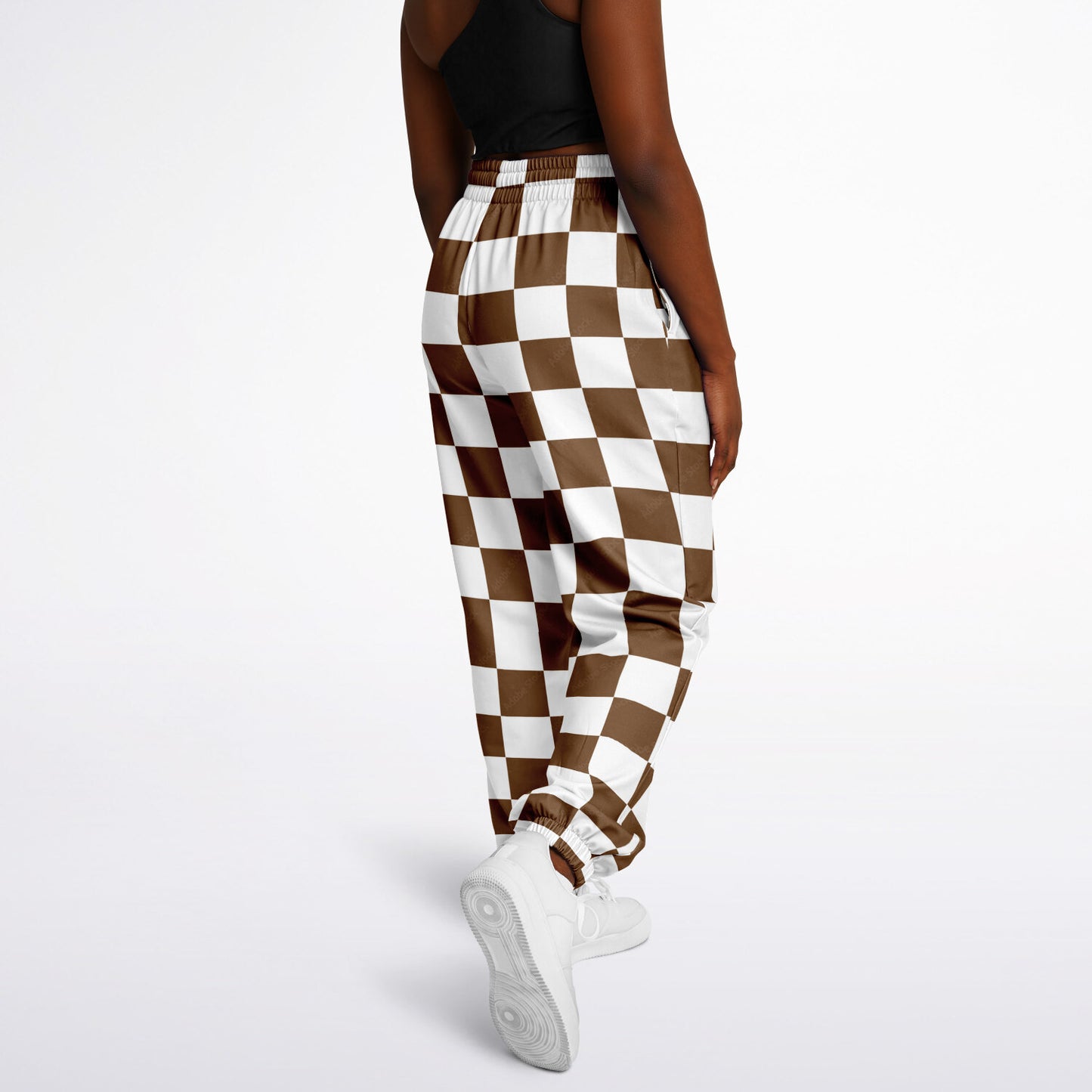 Mocha & White Checkered Athletic Sweatpants
