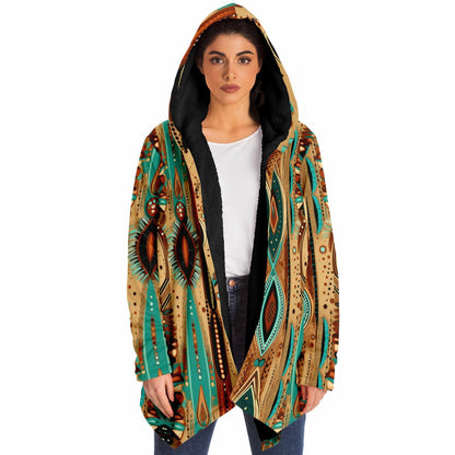 Earth-Tone Hooded Cloak – Tribal Coat for Boho Men & Boho Mom Style | Artistic Fashion