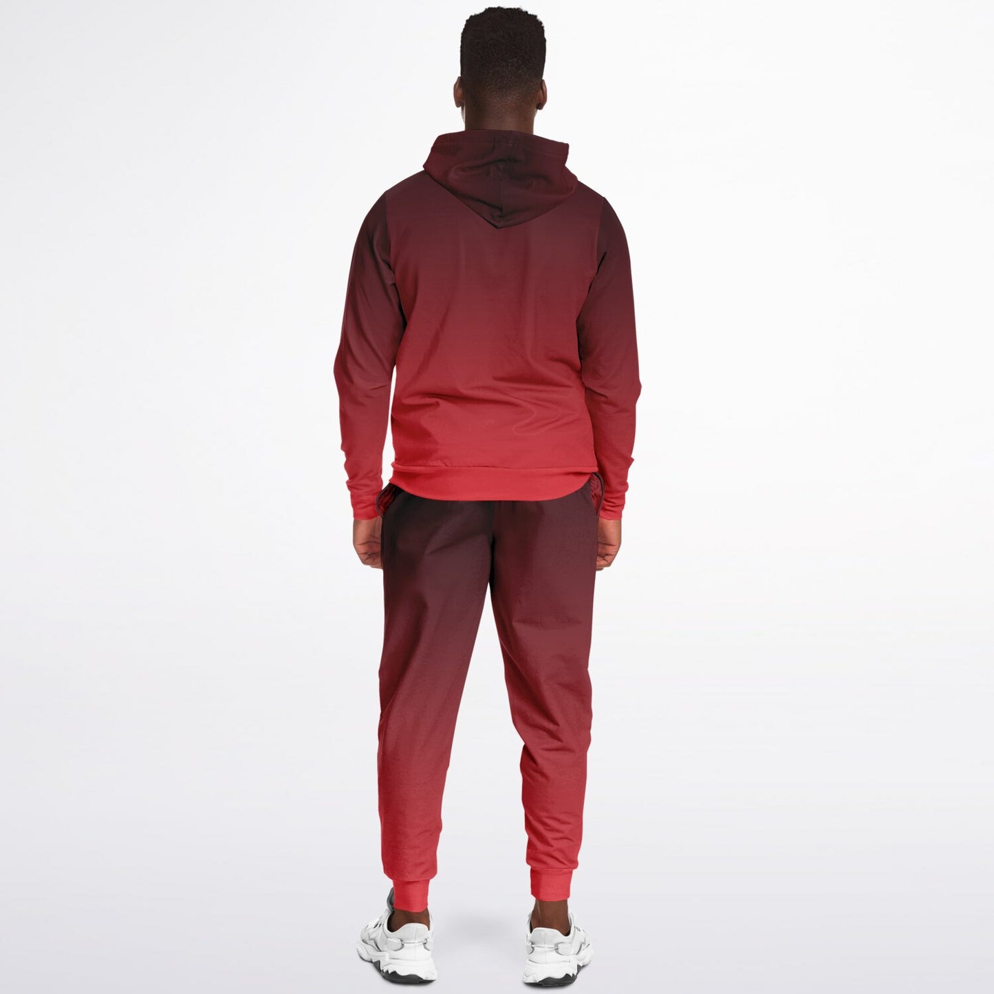 Black Red Ombre Hoodie Jogger Sweatsuit Set, Tie Dye Lounge Zip Hooded Sweatshirt Sweatpants Women Men Cotton Matching Plus Size Sweats