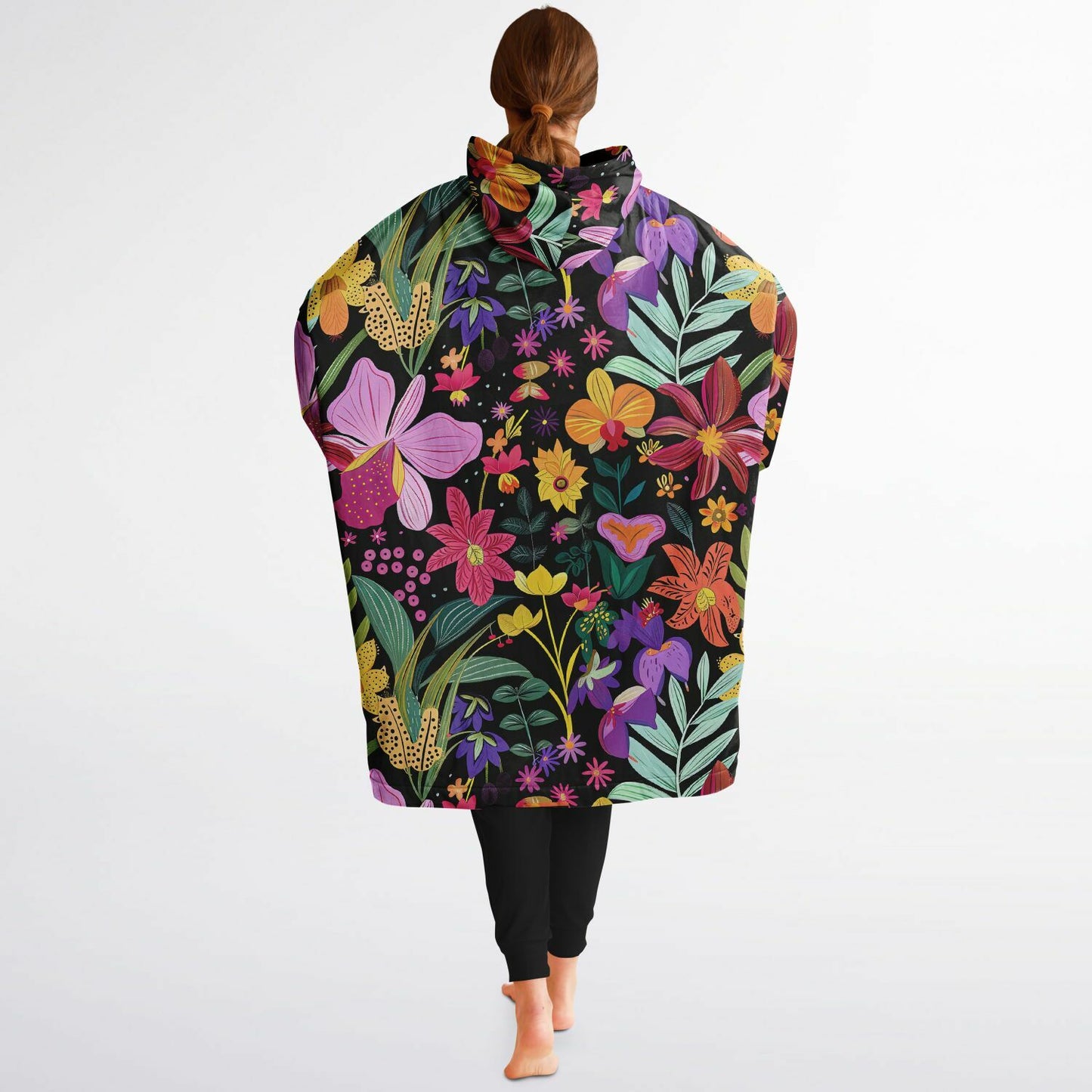 Snug Hoodie: When Your Garden Goes Full Boho Chic Red, Yellow, Purple, White, Black Flower Design