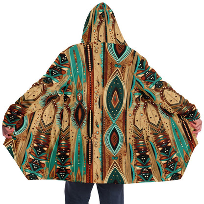 Earth-Tone Hooded Cloak – Tribal Coat for Boho Men & Boho Mom Style | Artistic Fashion