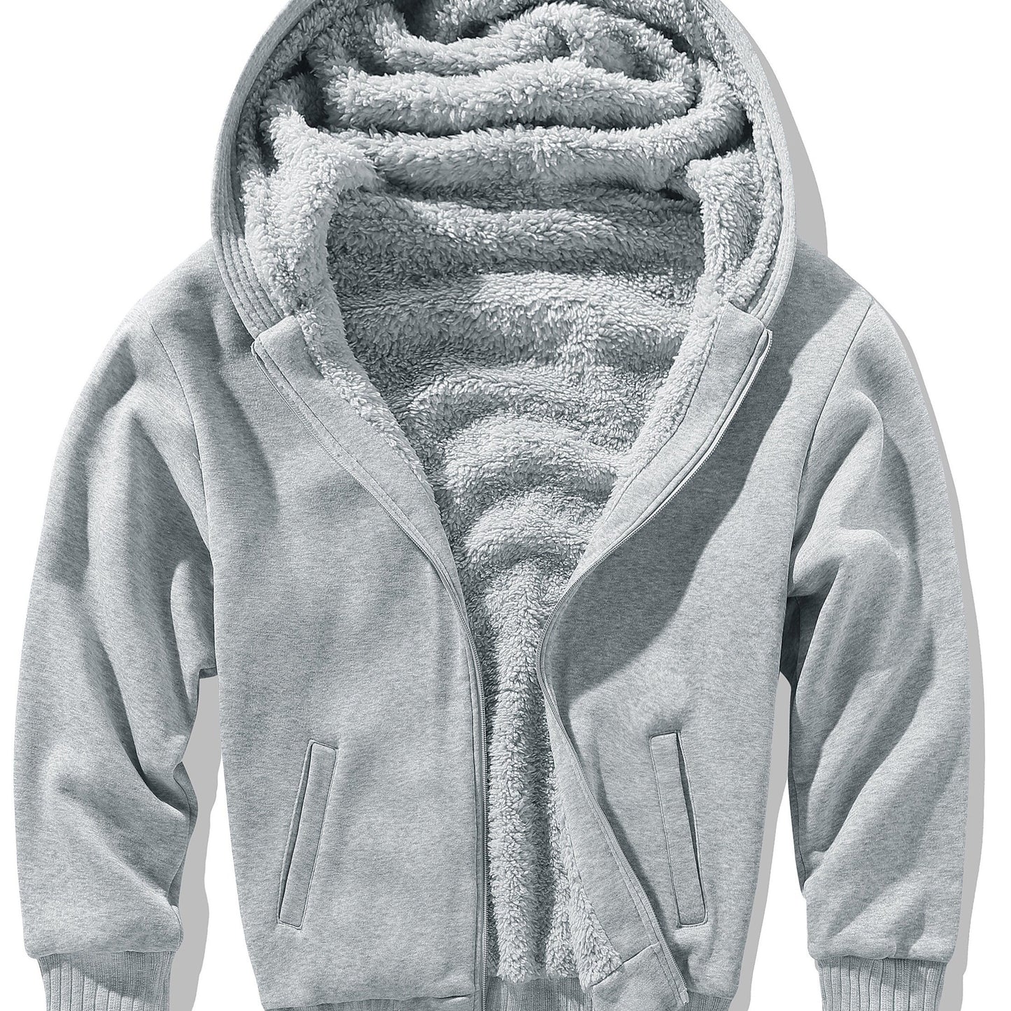 Men's Winter Hoodie: Contrast Colors Fleece Jacket, Cotton Blend, Warm, Comfortable, Versatile for Street Outdoor Activities