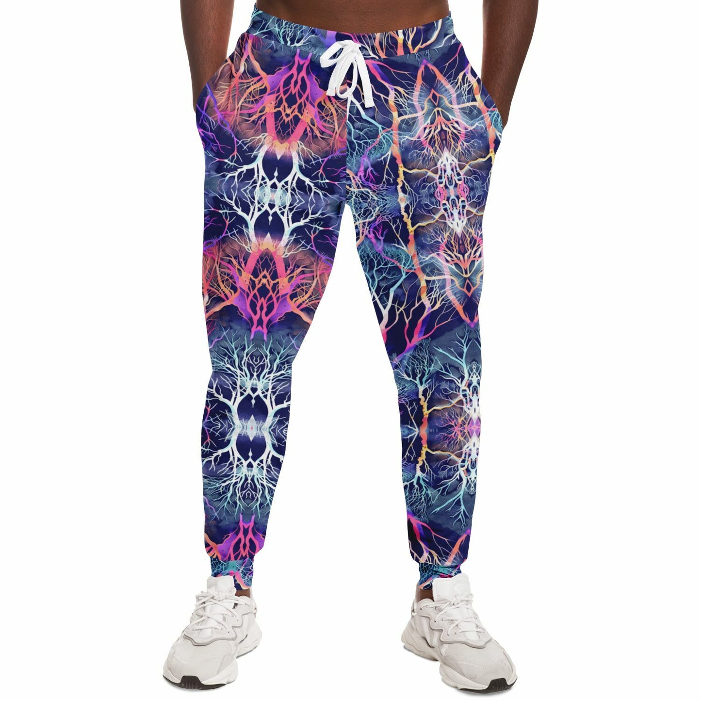 Athletic Jogger with Tree Branch Gradient – Vibrant Fantasy Coral & Neon Pattern Unique Custom Design