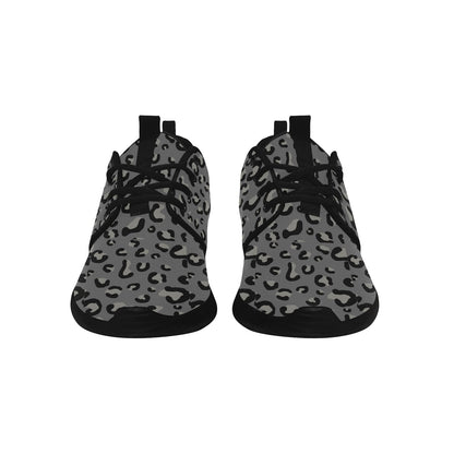 Black Leopard Women Breathable Mesh Sneakers, Gray Cheetah Animal Ladies  Lace Up Running Designer Casual Sports Shoes TrainersWomen's Sneakers