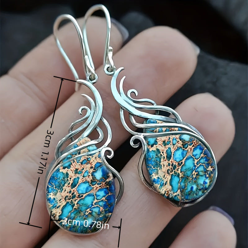 2pcs Fashion Vintage Earrings Imitation Turquoise Earrings Bohemian Earrings Jewelry Women's Earrings Jewelry Birthday Anniversary Gift For Lovers And Friends Valentine's Day Earrings Gift
