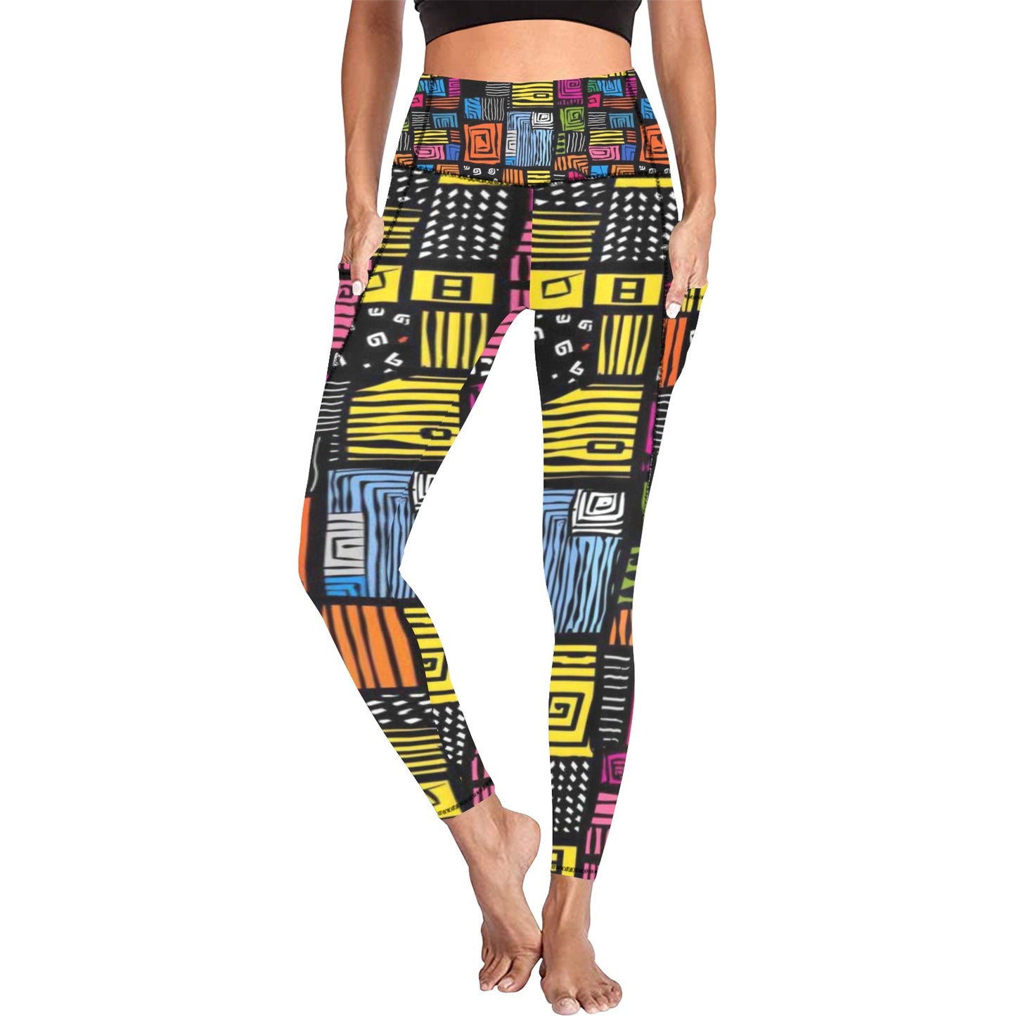 Abstract Art Leggings with Pockets