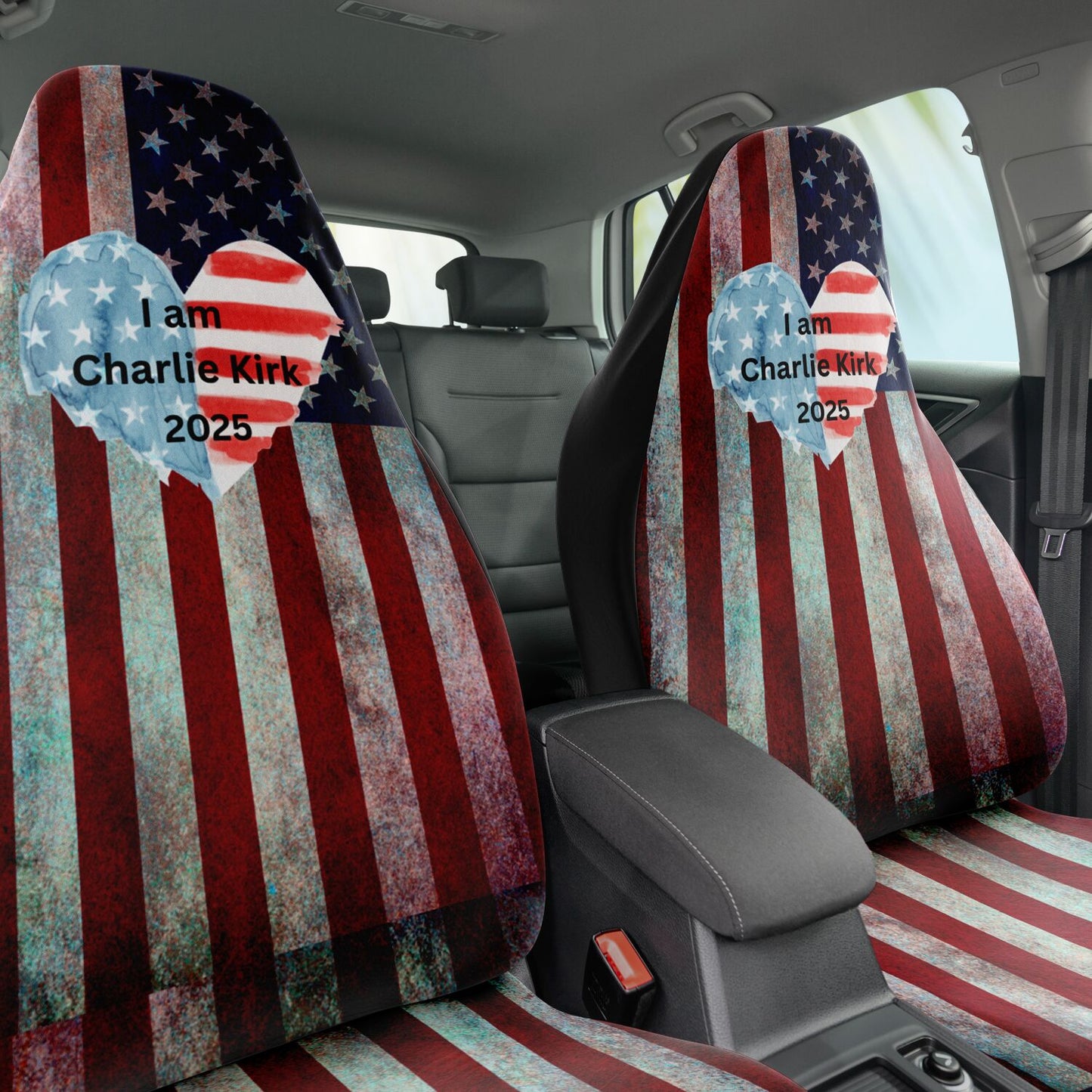 I AM CHARLIE KIRK Patriotic American Flag Car Seat Covers
