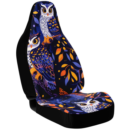 Whimsical Owl & Forest Car Seat Covers – Nature-Inspired Art  Custom Design