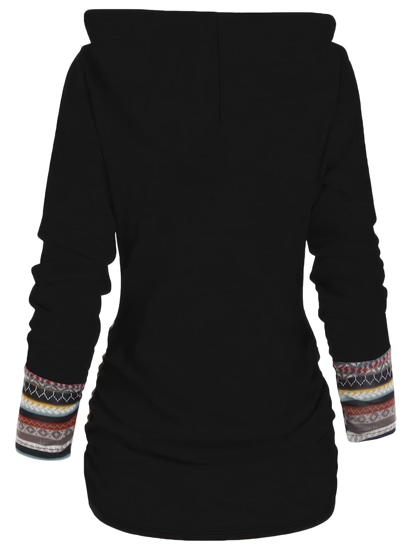 Stripe Splicing Button Decor Hoodie, Casual Long Sleeve Hoodie, Women's Clothing