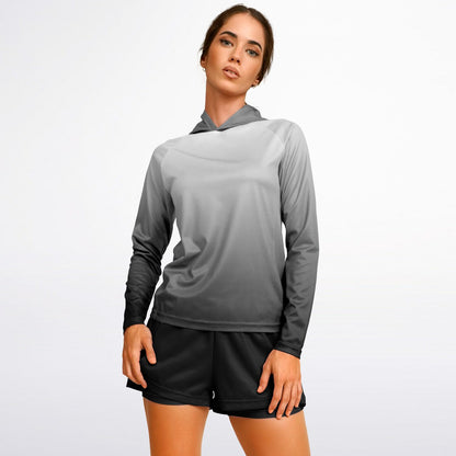Women's Long Sleeve Hooded Performance Shirt - Gradient Gray copy