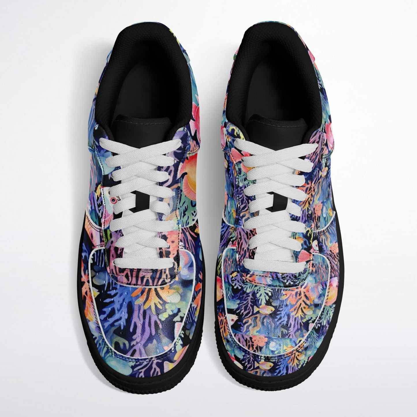 Core Low Shoes – Tropical Fish & Bright Coral Ocean Design Sneakers  Custom Design
