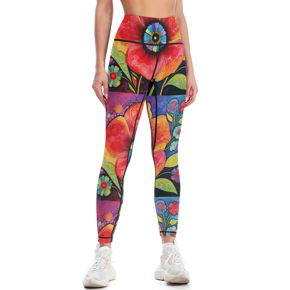 Women's Whimsical Flowers Comfort Sports Yoga Pants