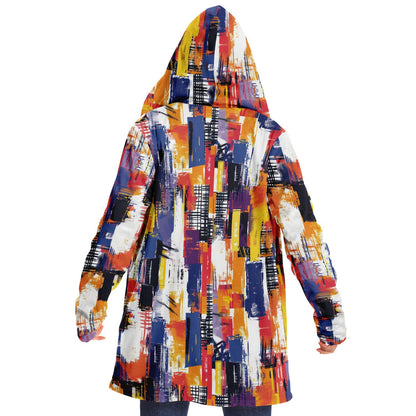 People Will Ask Where You Got This One! Abstract Grid Pattern, Vibrant Color Block Hooded Wrap