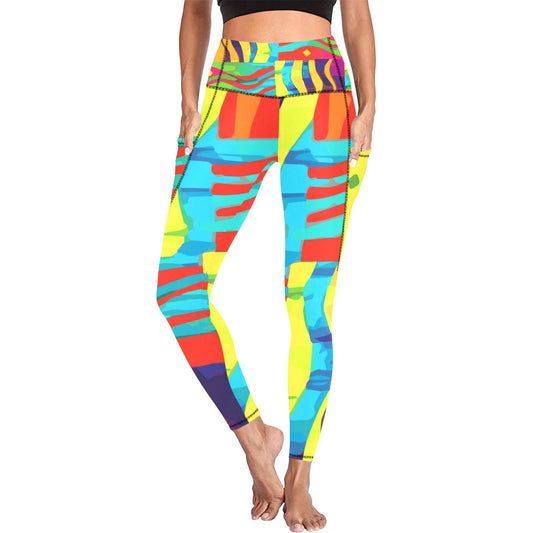Multicolor Print Leggings with Pockets
