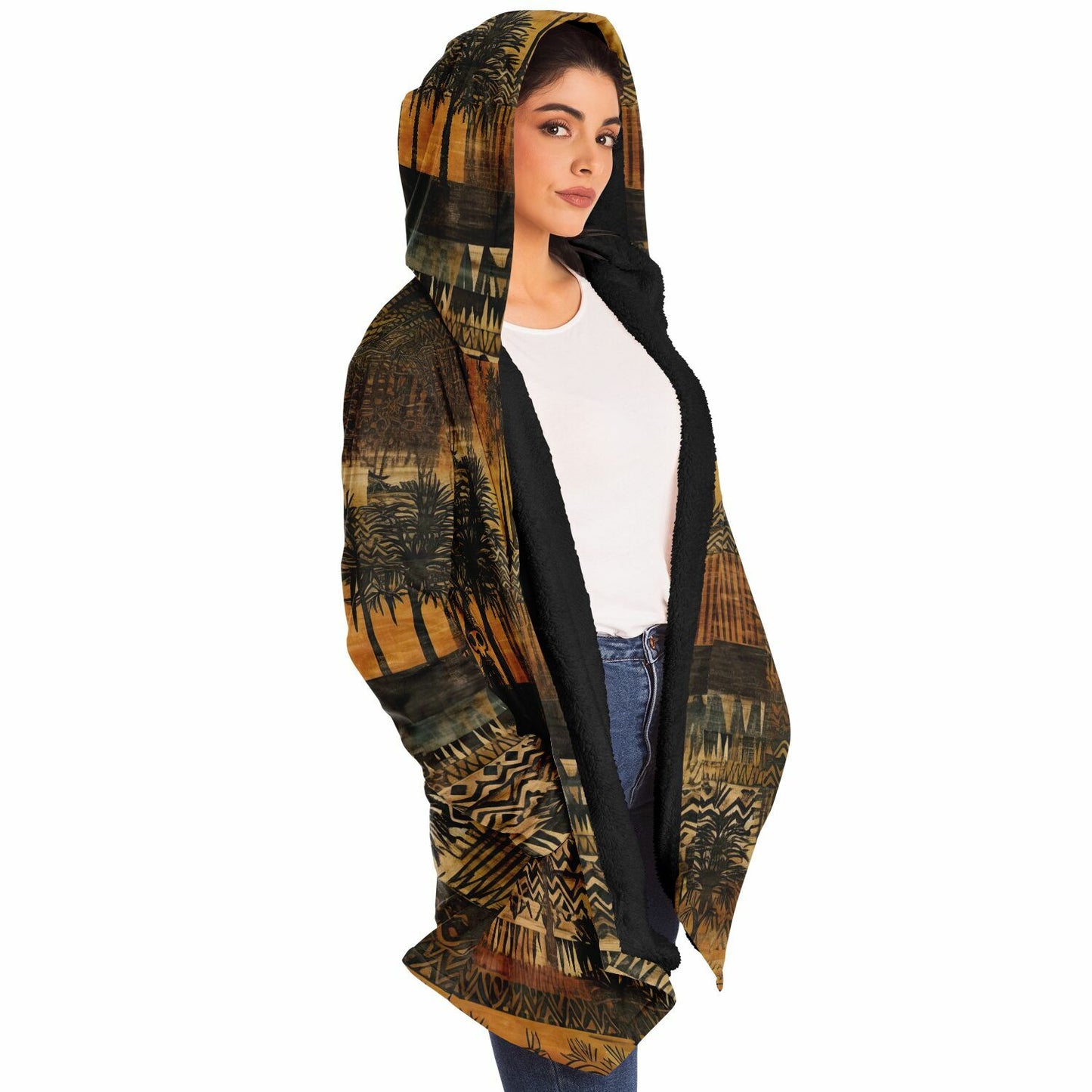 Tribal Hooded Cloak – Boho Street Style Palm Tree Coat | Boho Men Style