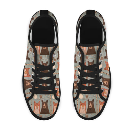 Whimsical Bear & Fox Women’s Low Top Sneakers – Woodland Magic 🦊🐻