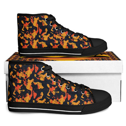 Urban Peak High Top Shoes | Black & Orange Grunge Streetwear Sneakers