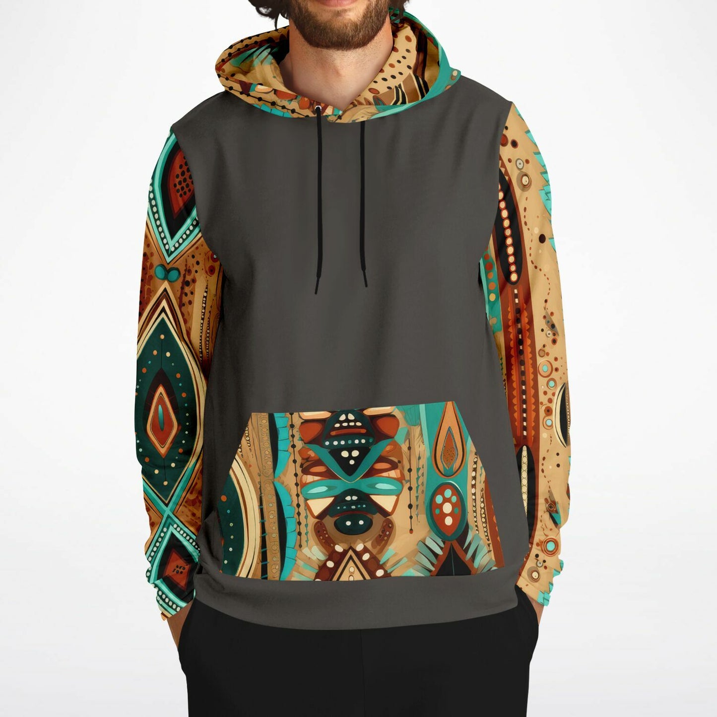 Brown Fashion Hoodie With Native American Design