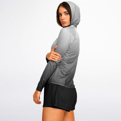 Women's Long Sleeve Hooded Performance Shirt - Gradient Gray copy
