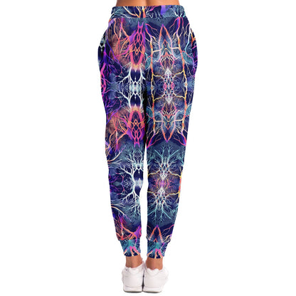 Athletic Jogger with Tree Branch Gradient – Vibrant Fantasy Coral & Neon Pattern Unique Custom Design