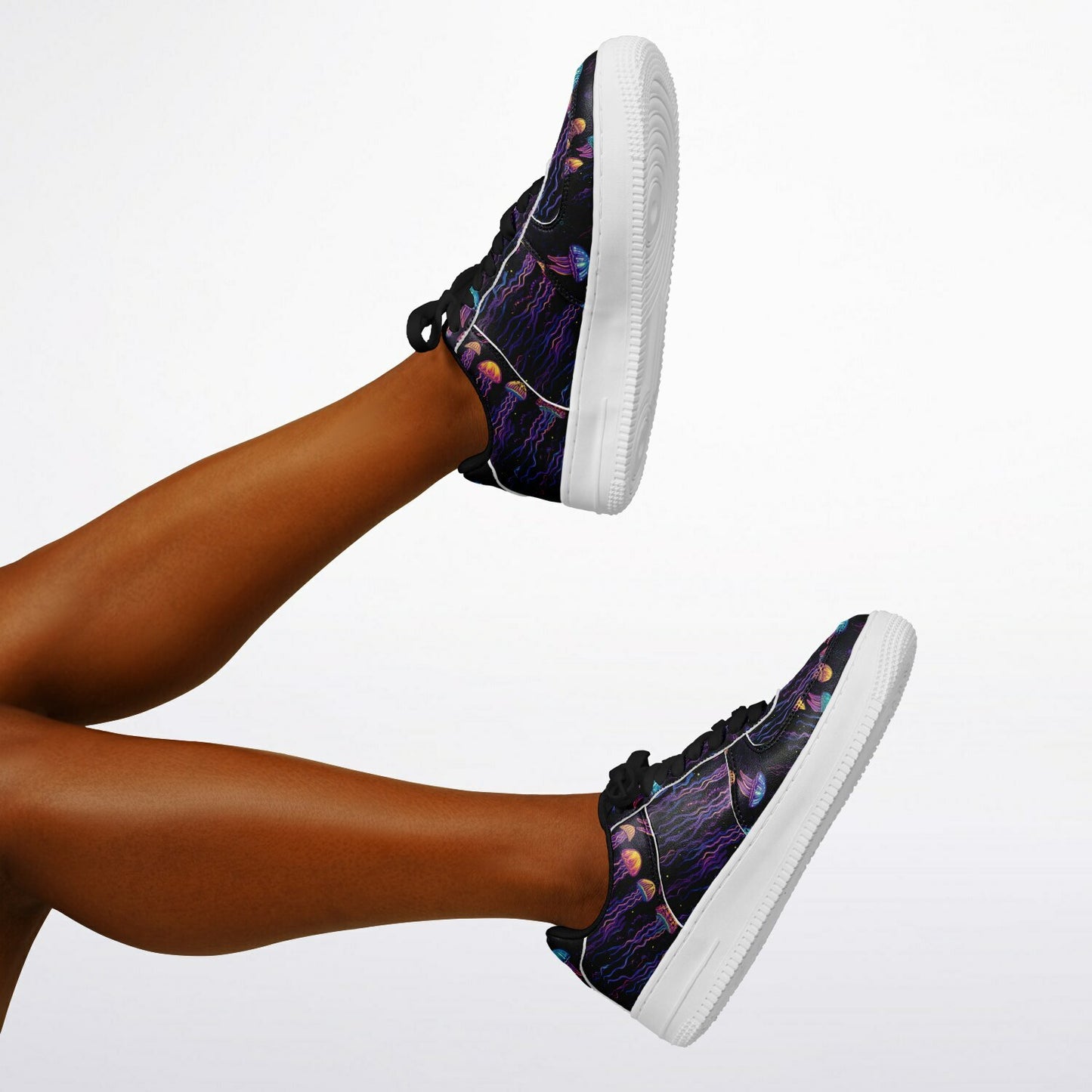 Core Low Shoes, Blue & Purple Jellyfish Sneakers, Ocean-Inspired Low Tops, Creative Sea Life Shoes, Custom Shoes