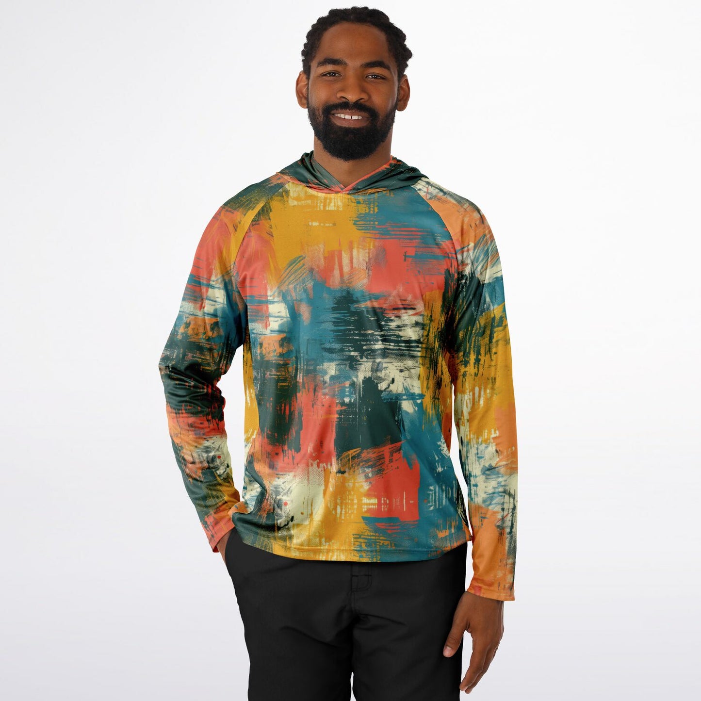 Men’s Long Sleeve Hooded Performance Shirt – “Oops, I Hugged the Paint Wall” Edition