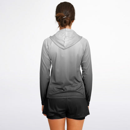 Women's Long Sleeve Hooded Performance Shirt - Gradient Gray copy