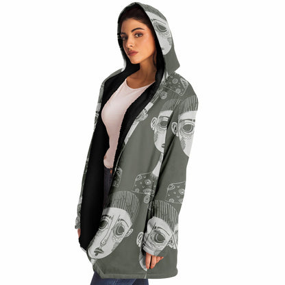 Gray Abstract Cloak – Abstract Expressionism Hooded Cloak | Artistic Fashion Meets Boho Chic Style