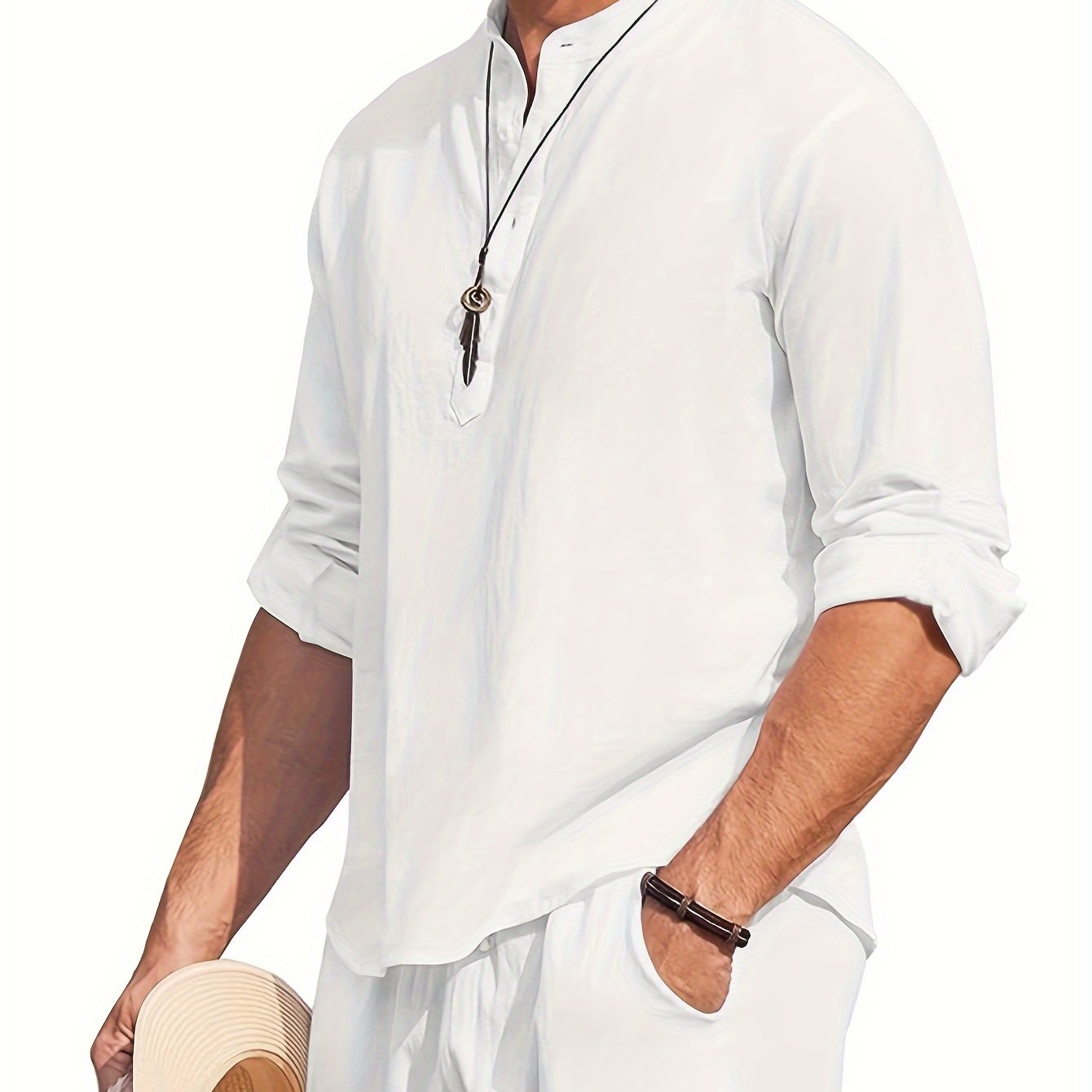 Men's Bohemian Renaissance Shirt - Loose Fit Long Sleeve Button-Up Blouse, Non-Stretch Fabric for Yoga, Casual Outfits, Formal Events - All-Season Elegant Tops for Men - Easy Care Button Front Closure, Yoga Attire, Hippie Sty