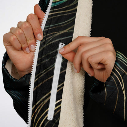 Peacock Feather Zipper Cloak – Seamless Animal Pattern Hooded Cape for Festivals, Travel & Boho Style | Unique Coat