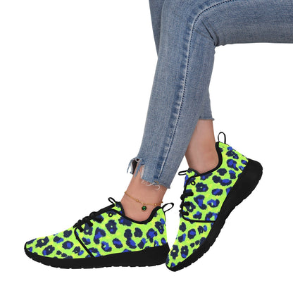 Extinction Women's Sneakers Black and Green Animal Print