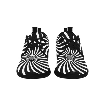 Psychedelic Men's Breathable Sneakers, Funky Zebra Spiral Black White Print Lace-up Running Cool Designer Casual Crazy Festival Shoes&nbsp;
