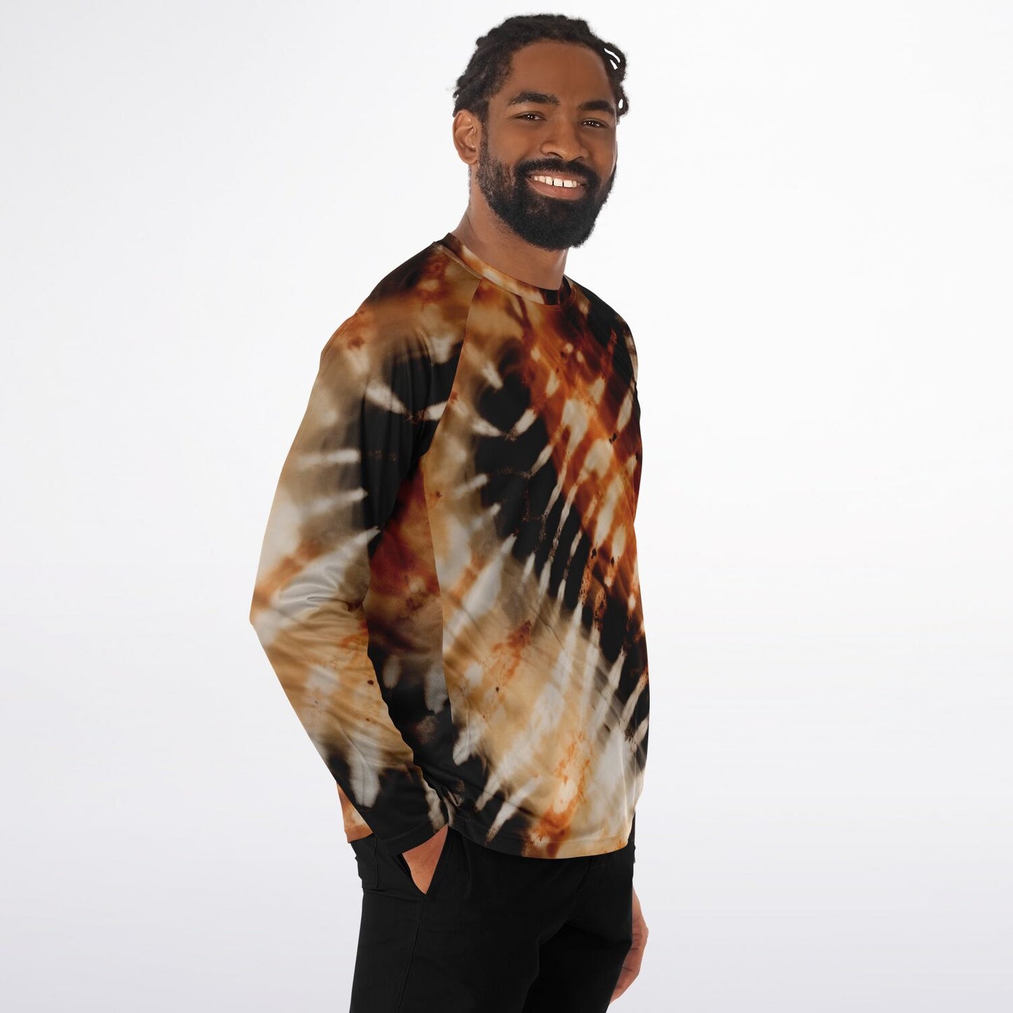 Men’s Long Sleeve Performance Shirt | Tie-Dye Bohemian Abstract Design