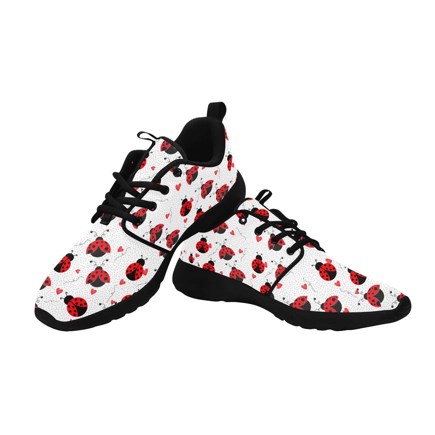 Ladybugs Love Women's And Children's Sneakers, Ladybird Shoes Art, White & Black Sneakers, Lady Bug Shoes, Custom Sneakers