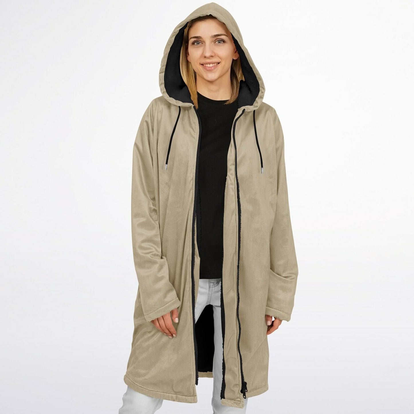 Long Zipper Fleece Hooded Sweatshirt | Maxi Hoodie | Lined Extra Long | Alternative Hoodie  copy
